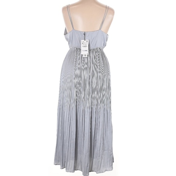NWT ZARA Elegant Deep V Pleated Slip Evening Cocktail Midi Dress Size XLarge - Picture 3 of 4